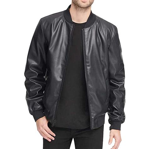 Leather Bomber Jacket Black 